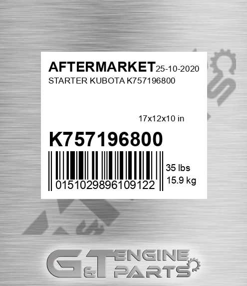 K757196800 Starter Kubota K757196800 for AFTERMARKET