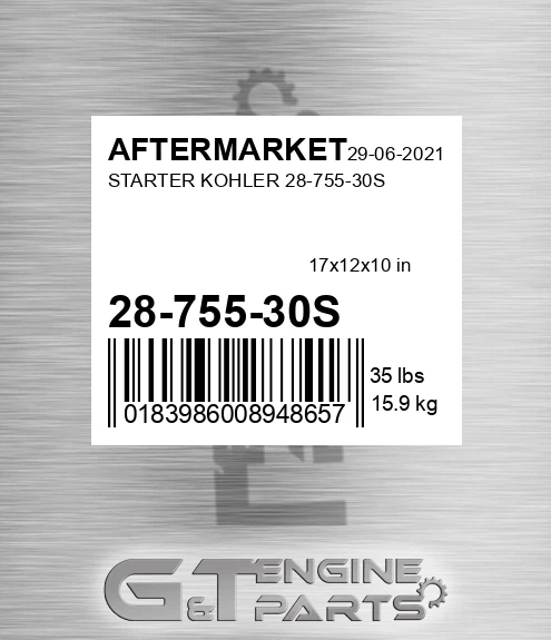28-755-30S Starter Kohler 28-755-30s for AFTERMARKET