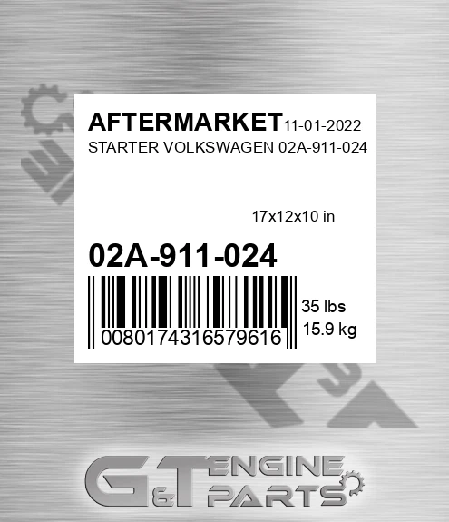 02A-911-024 Starter Volkswagen 02a-911-024 for AFTERMARKET
