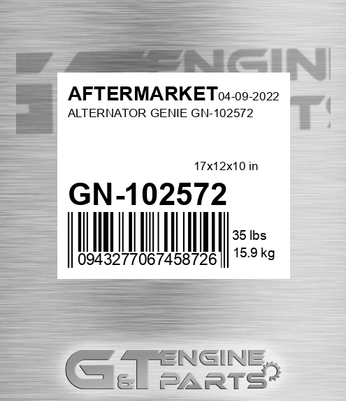 GN-102572 Alternator Genie Gn-102572 for AFTERMARKET