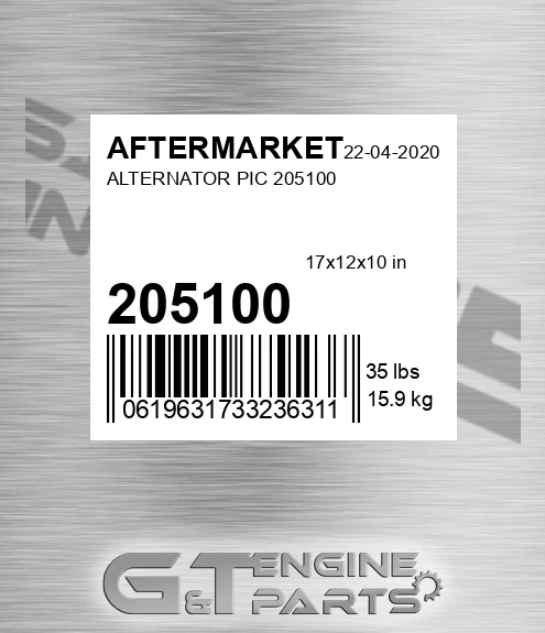 205100 Alternator Pic 205100 for AFTERMARKET