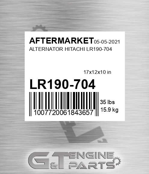 LR190-704 Alternator Hitachi Lr190-704 for AFTERMARKET