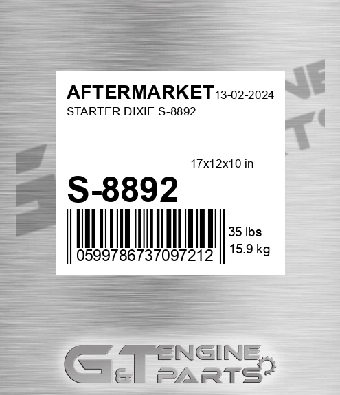 S-8892 Starter Dixie S-8892 for AFTERMARKET