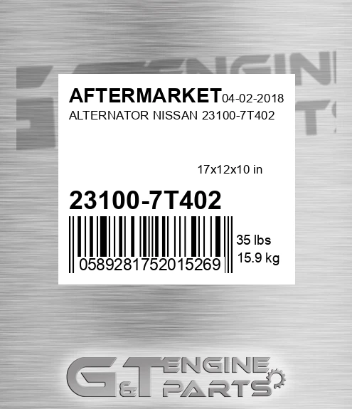 23100-7T402 Alternator Nissan 23100-7t402 for AFTERMARKET