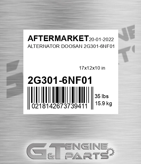 2G301-6NF01 Alternator Doosan 2g301-6nf01 for AFTERMARKET