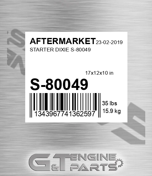 S-80049 Starter Dixie S-80049 for AFTERMARKET