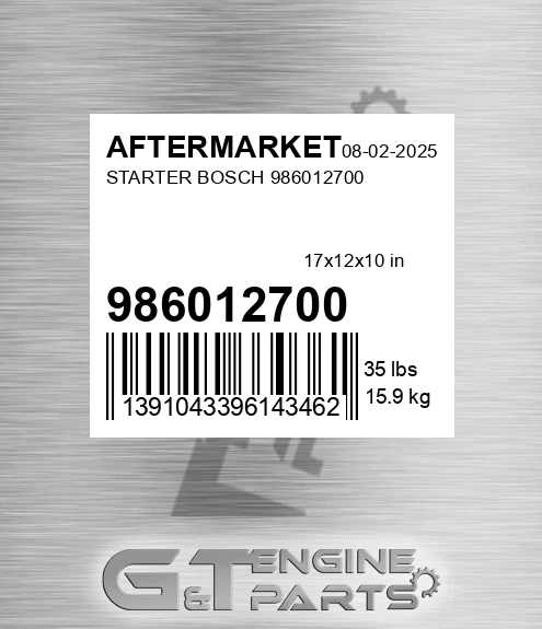 986012700 AFTERMARKET Starter Bosch