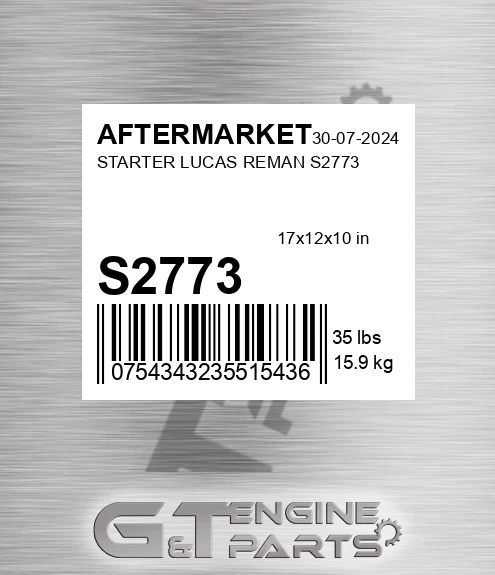 S2773 Starter Lucas Reman for AFTERMARKET