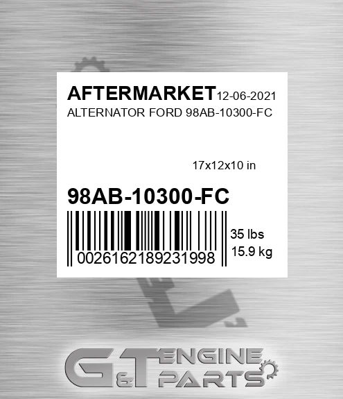 98AB-10300-FC Alternator Ford 98ab-10300-fc for AFTERMARKET