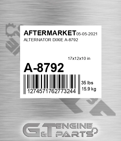 A-8792 Alternator Dixie A-8792 for AFTERMARKET