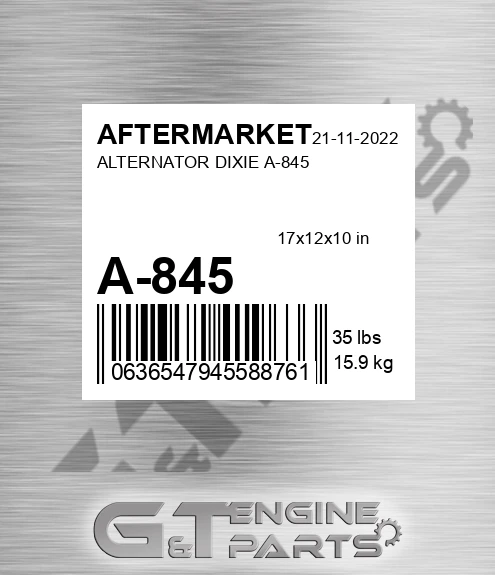 A-845 Alternator Dixie A-845 for AFTERMARKET