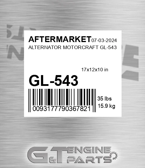 GL-543 Alternator Motorcraft Gl-543 for AFTERMARKET