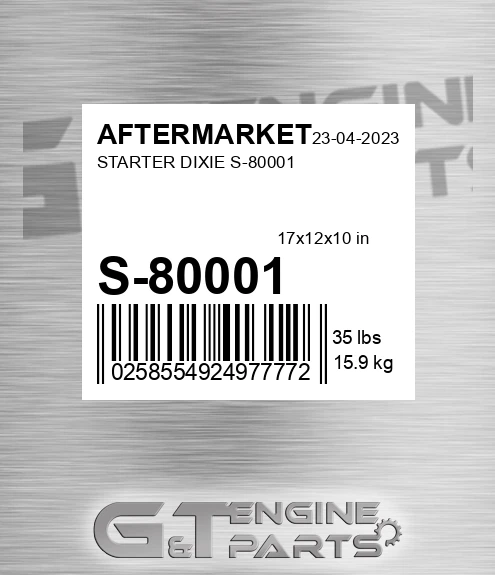 S-80001 Starter Dixie S-80001 for AFTERMARKET