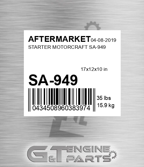 SA-949 Starter Motorcraft Sa-949 for AFTERMARKET