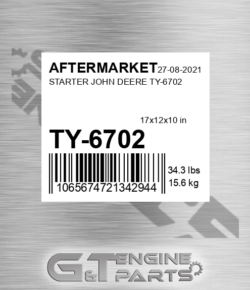 TY-6702 Starter John Deere Ty-6702 for AFTERMARKET