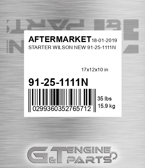 91-25-1111N Starter Wilson New 91-25-1111n for AFTERMARKET