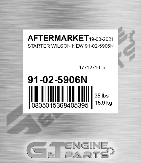 91-02-5906N Starter Wilson New 91-02-5906n for AFTERMARKET