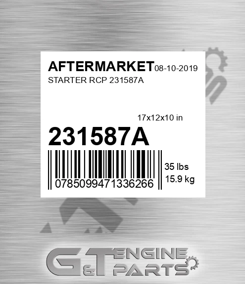 231587A Starter Rcp for AFTERMARKET