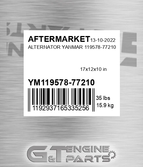 YM119578-77210 Alternator Yanmar 119578-77210