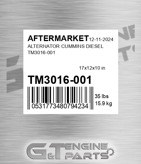 TM3016-001 Alternator Cummins Diesel Tm3016-001 for AFTERMARKET