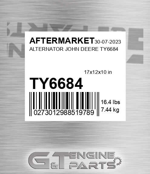 TY6684 Alternator John Deere for AFTERMARKET