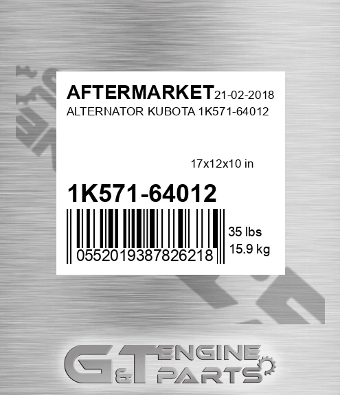 1K571-64012 Alternator Kubota 1k571-64012 for AFTERMARKET