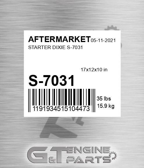 S-7031 Starter Dixie S-7031 for AFTERMARKET