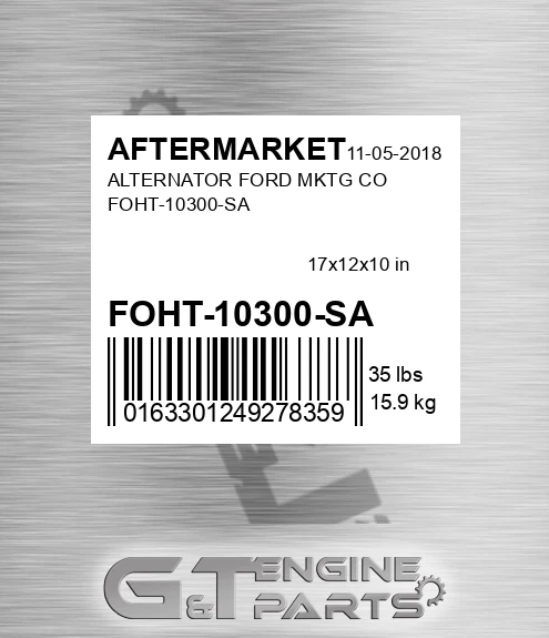 FOHT-10300-SA Alternator Ford Mktg Co Foht-10300-sa for AFTERMARKET