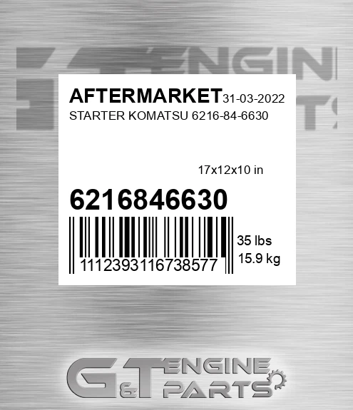 6216846630 Starter Komatsu for AFTERMARKET
