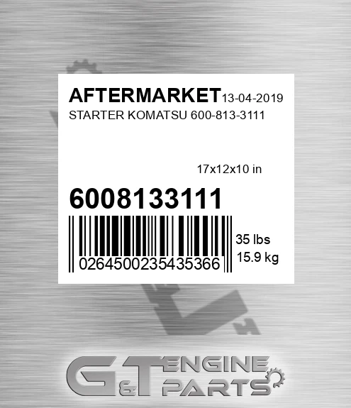 6008133111 Starter Komatsu for AFTERMARKET