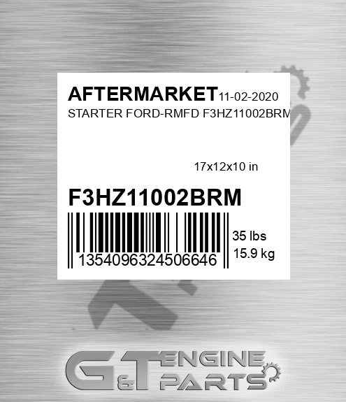 F3HZ11002BRM Starter Ford-rmfd for AFTERMARKET
