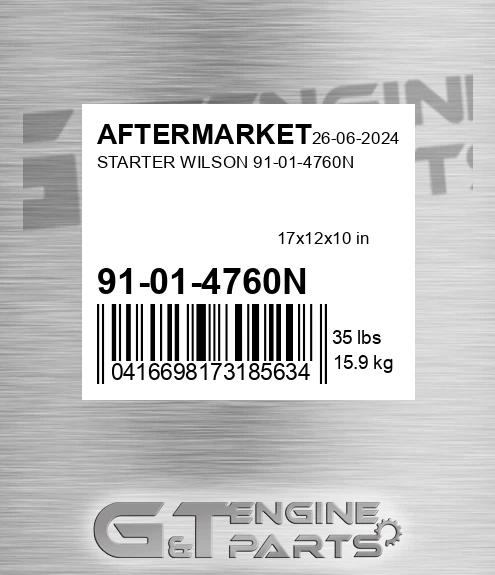 91-01-4760N Starter Wilson 91-01-4760n for AFTERMARKET