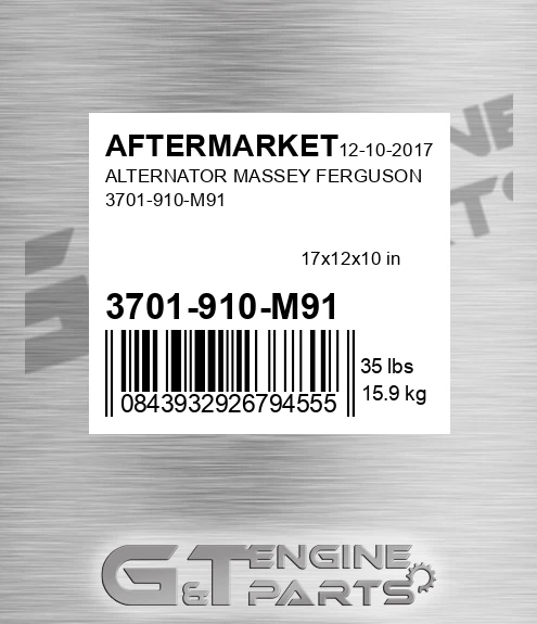 3701-910-M91 Alternator Massey Ferguson 3701-910-m91 for AFTERMARKET