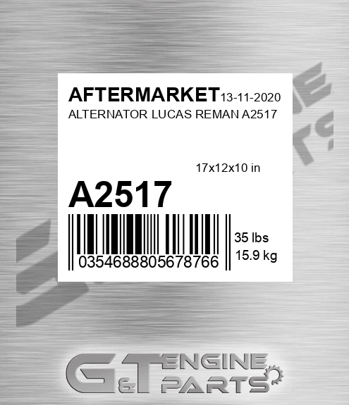 A2517 Alternator Lucas Reman for AFTERMARKET