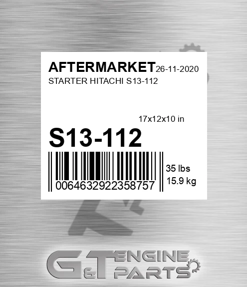 S13-112 Starter Hitachi S13-112 for AFTERMARKET