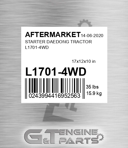 L1701-4WD Starter Daedong Tractor L1701-4wd for AFTERMARKET