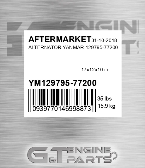 YM129795-77200 Alternator Yanmar 129795-77200 for AFTERMARKET