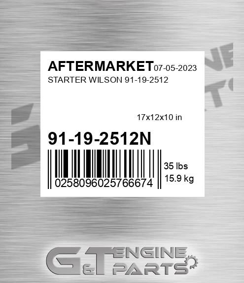 91-19-2512N Starter Wilson 91-19-2512 for AFTERMARKET
