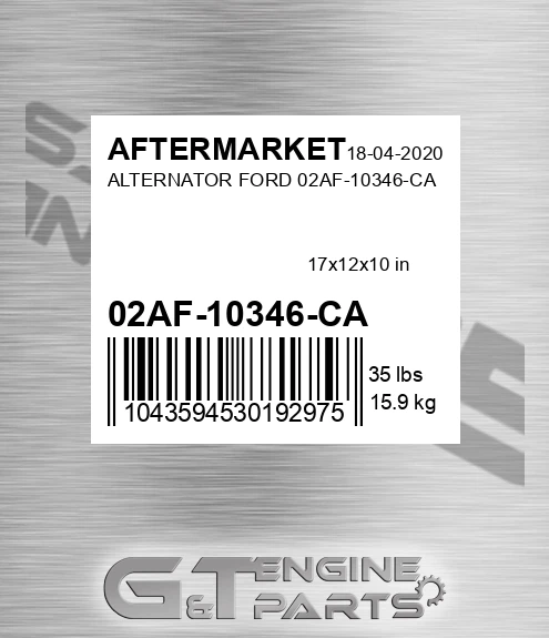02AF-10346-CA Alternator Ford 02af-10346-ca for AFTERMARKET
