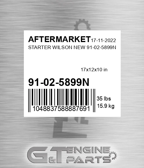 91-02-5899N Starter Wilson New 91-02-5899n for AFTERMARKET