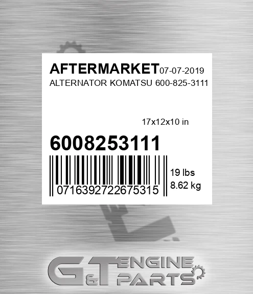 6008253111 Alternator Komatsu for AFTERMARKET