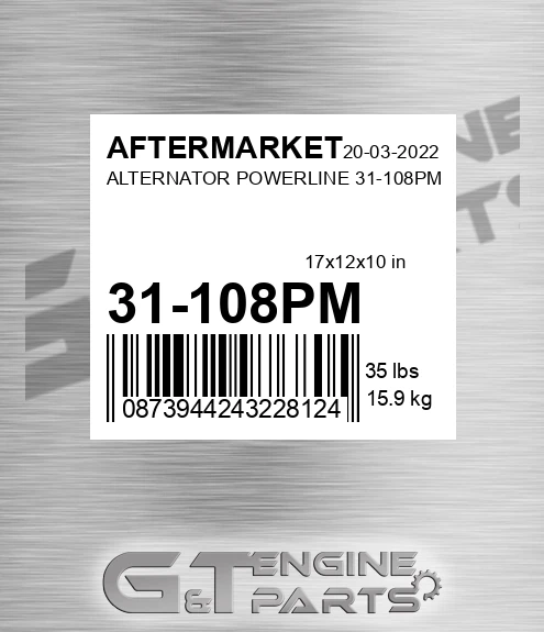 31-108PM Alternator Powerline 31-108pm for AFTERMARKET