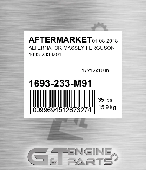 1693-233-M91 Alternator Massey Ferguson 1693-233-m91 for AFTERMARKET