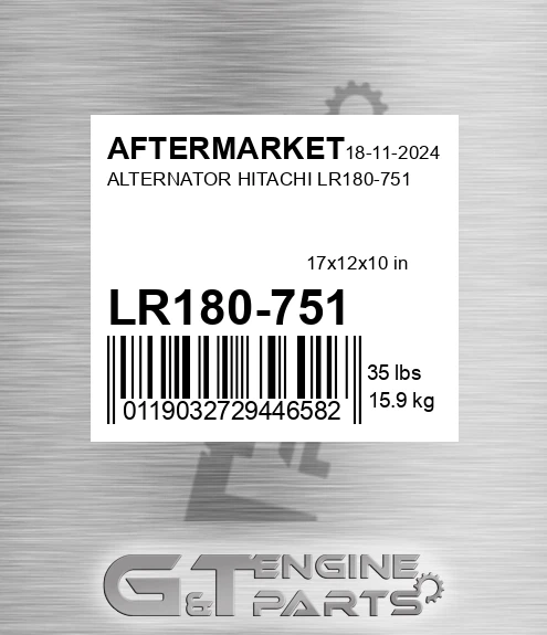 LR180-751 Alternator Hitachi Lr180-751 for AFTERMARKET