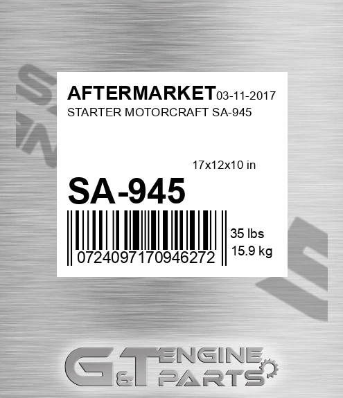 SA-945 Starter Motorcraft Sa-945 for AFTERMARKET