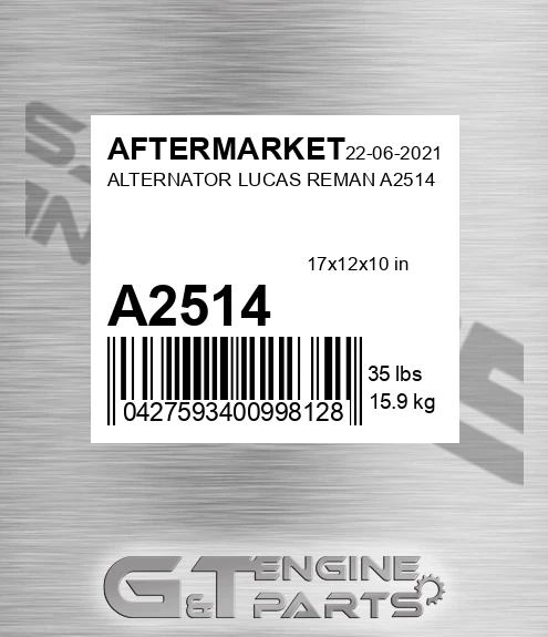 A2514 Alternator Lucas Reman for AFTERMARKET