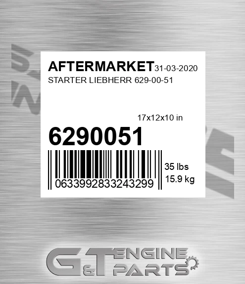 6290051 Starter Liebherr for AFTERMARKET