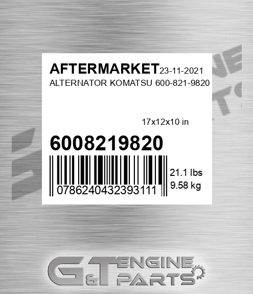 6008219820 Alternator Komatsu for AFTERMARKET