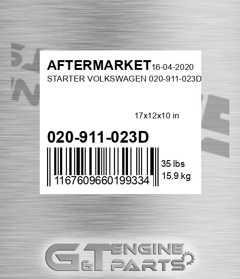 020-911-023D Starter Volkswagen 020-911-023d for AFTERMARKET