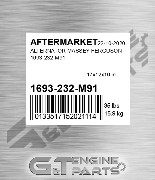1693-232-M91 Alternator Massey Ferguson 1693-232-m91 for AFTERMARKET